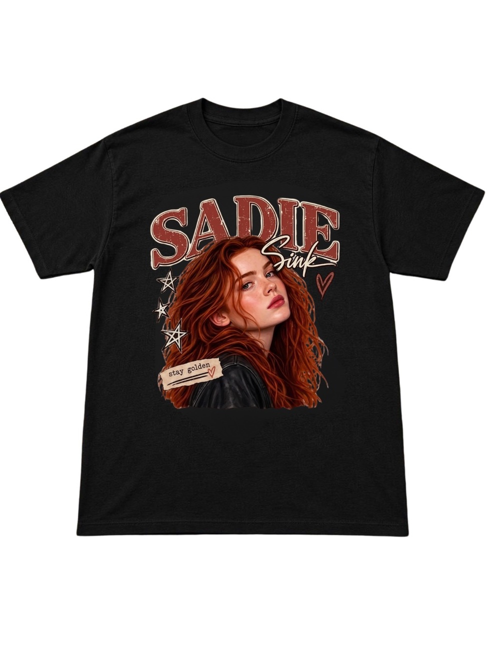 Gildan Sadie Sink Black Graphic Tee - Stay Golden